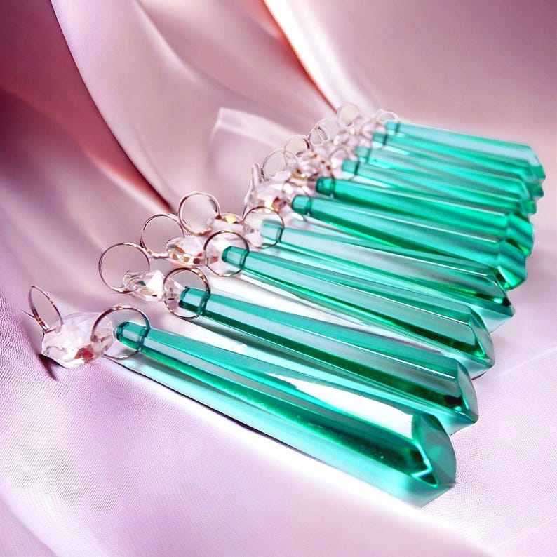 3" Aqua Marine Chandelier Drops Glass Crystals Droplets Icicle Beads Christmas Tree Vintage Wedding Decoration Crafts Lamp Spare Light Parts image 4
