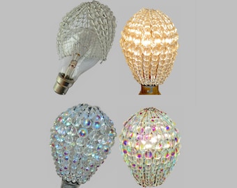 Crystal Chandelier Glass Lightbulb GLS University Shape Bulb Cover Moroccan Rainbow Lamp Shade Light Vintage Drops Beads Better than a Shade