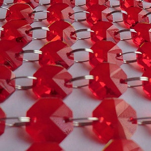 14mm Red Octagon Chandelier Drops Light Crafts Parts Glass Crystals Droplets Beads Christmas Tree Wedding Decorations Garland Prisms Vintage
