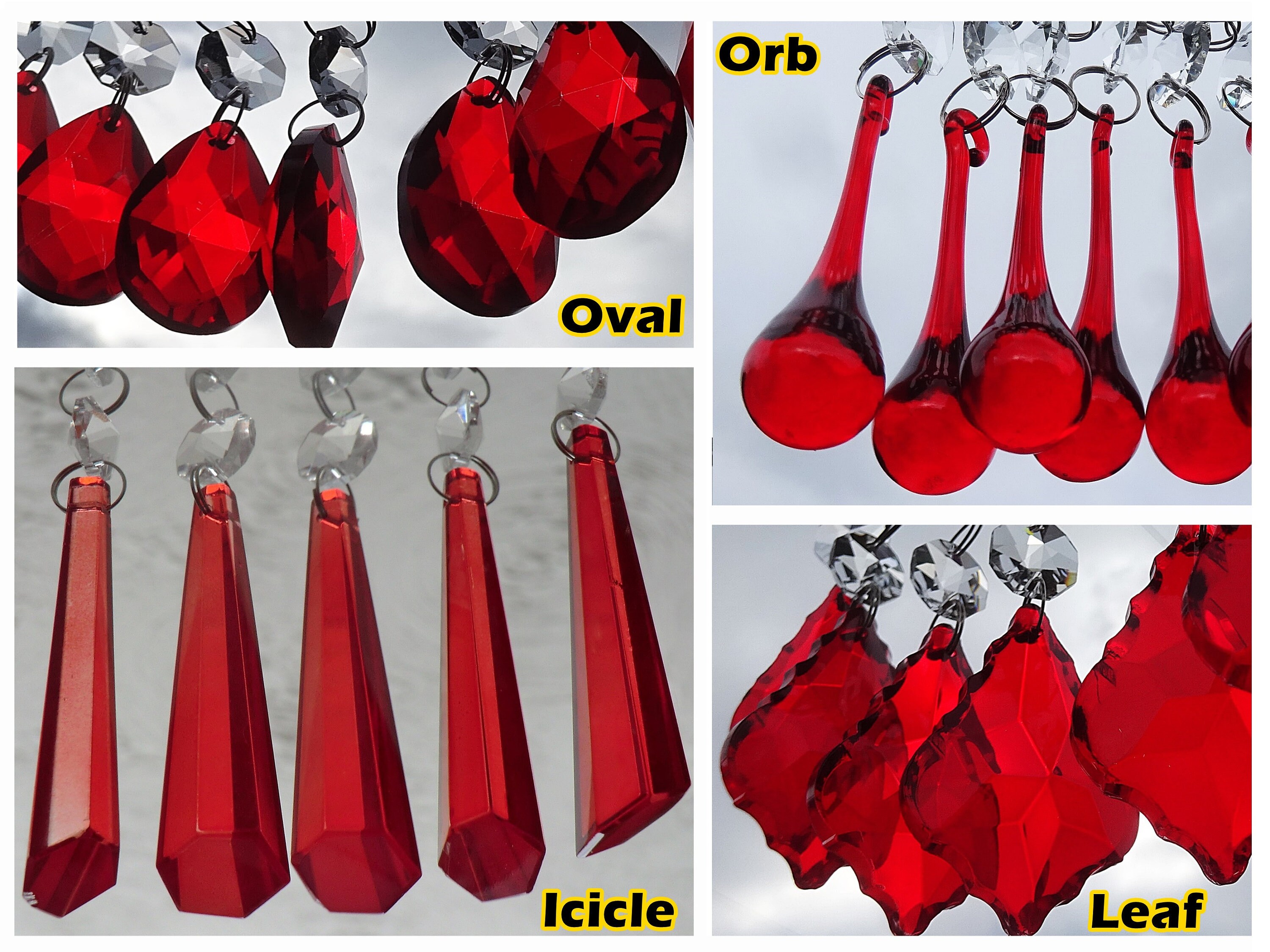 Red Chandelier Drops Glass Crystals Droplets Wedding Decoration