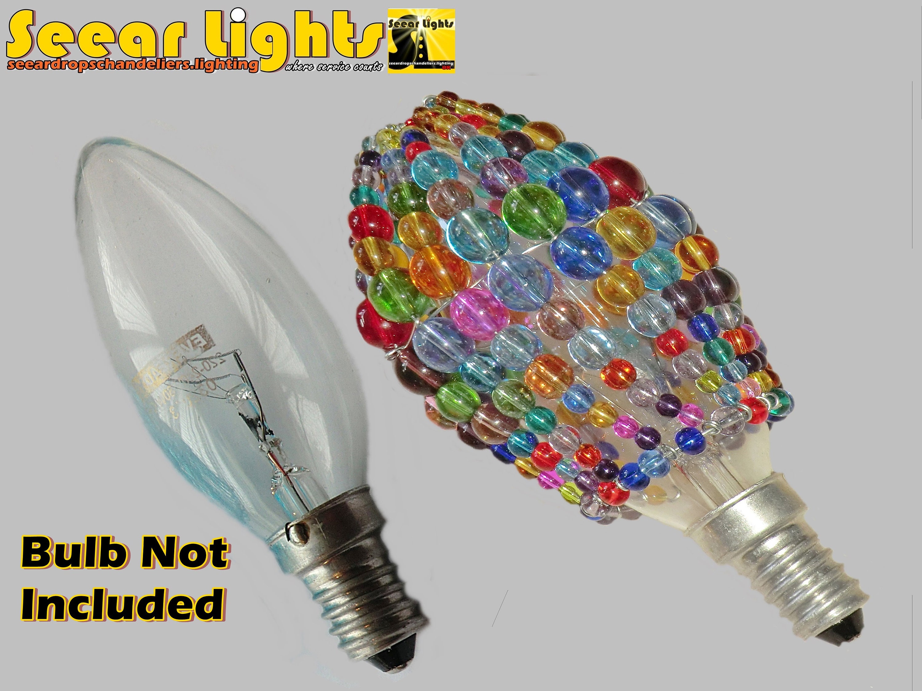 CHANDELIER GLASS BEADED LIGHT CANDLE BULB COVER CRYSTALS DROPS SHADE ALTERNATIVE 