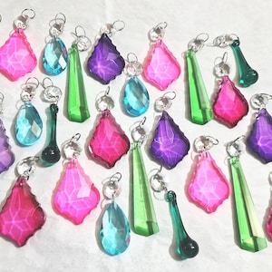 24 Color Chandelier Drops Glass Crystals Shabby Rainbow Prisms Chic Beads Vintage Christmas Tree Wedding Decorations Crafts Light Lamp Parts