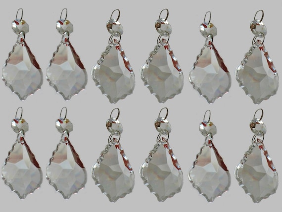 CHANDELIER DROPLETS LEAF PRISMS BEADS DROPS ANTIQUE AB or CLEAR GLASS CRYSTALS