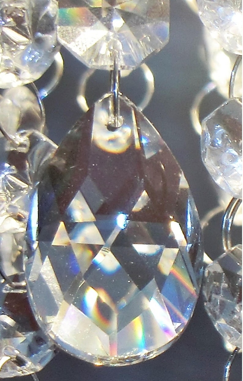 Chandelier Drops Clear Glass Crystals Droplets Facet Oval Etsy