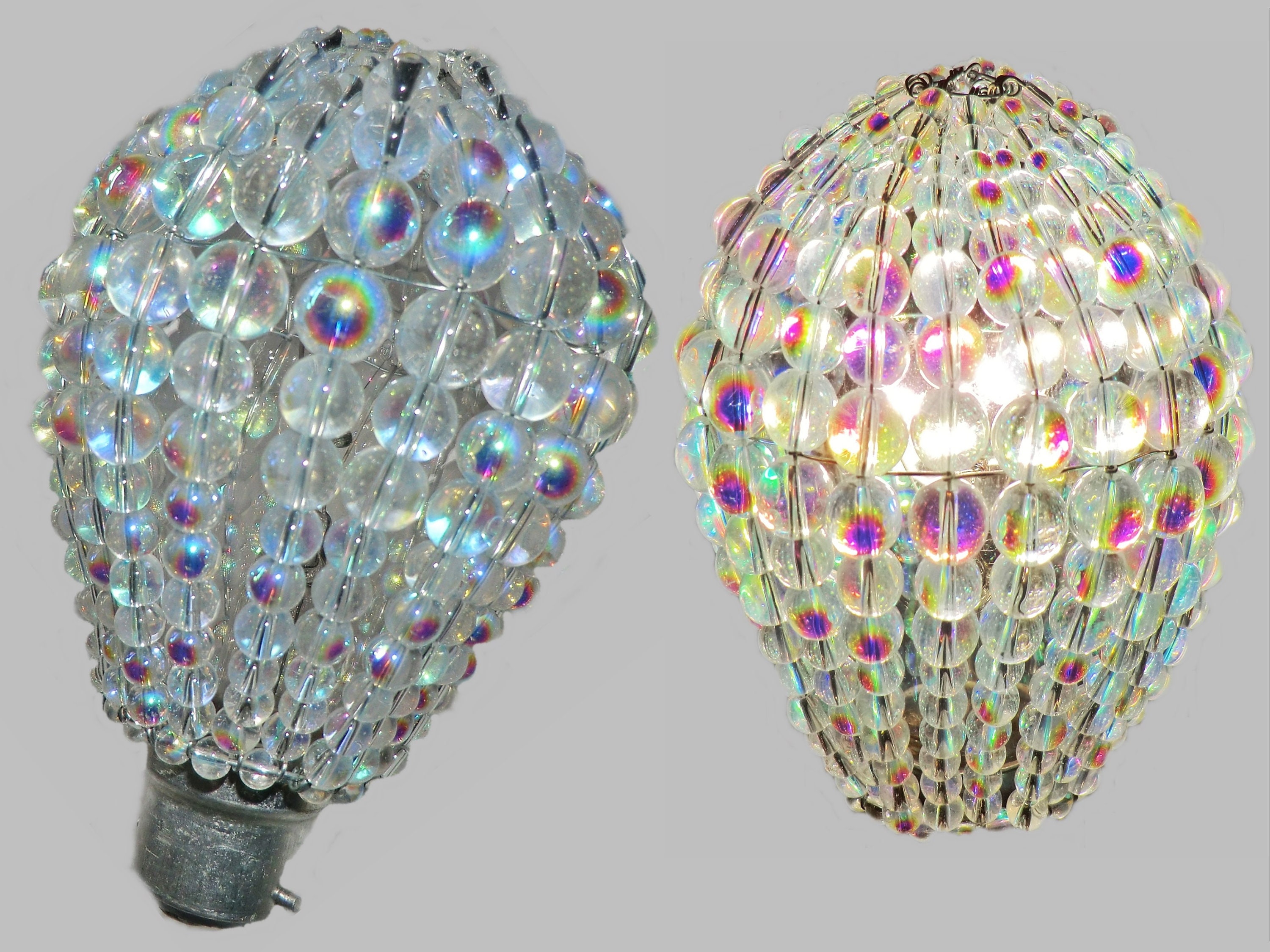 CHANDELIER GLASS CRYSTALS BEADS GLS NEWTON LIGHT BULB COVER LAMP SHADE RETRO 