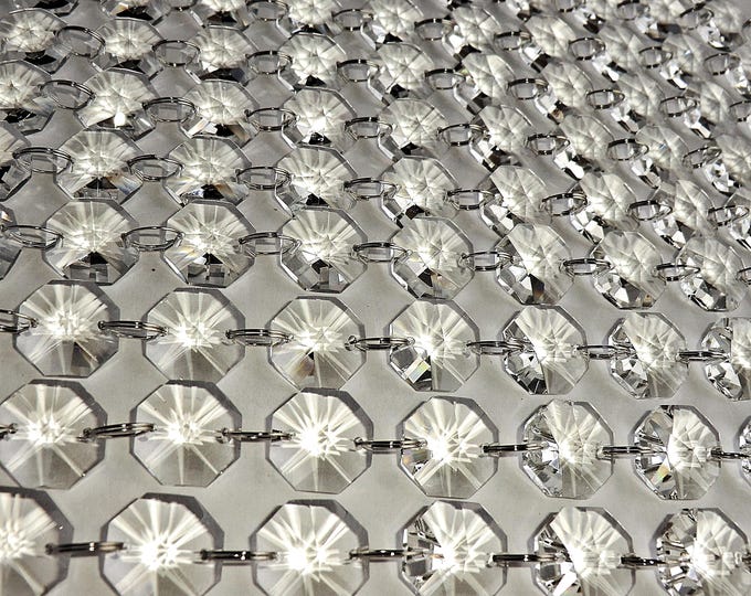 14 mm 16 mm 18 mm Octagon Chandelier Drops Parts Clear Cut Glass Crystals Droplets Beads Crafts Christmas Tree Wedding Decorations Garland