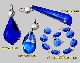 Choice 4 Blue Designs Chandelier Drops Glass Crystals Droplets Beads Vintage Art Deco Christmas Tree Wedding Decorations Crafts Lamp Parts