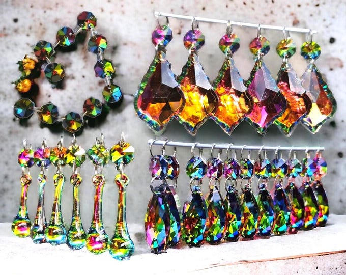 Choice of 4 Shapes Rainbow Vitrail Chandelier Glass Light Crystals Droplets Beads Christmas Tree Wedding Decoration Crafts Lamp Parts Prisms