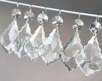 Chandelier 2" Leaf Drops Clear Glass Crystals Droplets Lamp Light Parts Beads Christmas Tree Wedding Decoration Antique Retro Pendalogues Bn