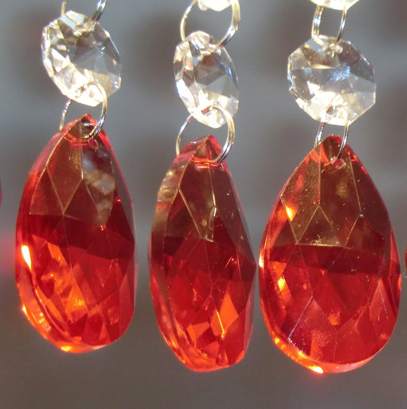 Chandelier Drops Glass Crystals Red Droplets Chic Oval Beads Etsy UK
