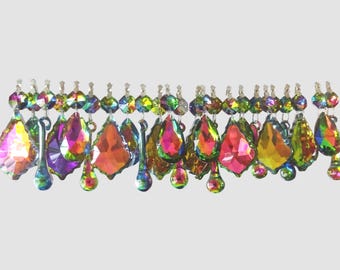 12 or 24 Chains Vitrail Vintage Colour AB Chandelier Drops Glass Crystals Droplets Beads Christmas Tree Wedding Decorations Wishing Charms