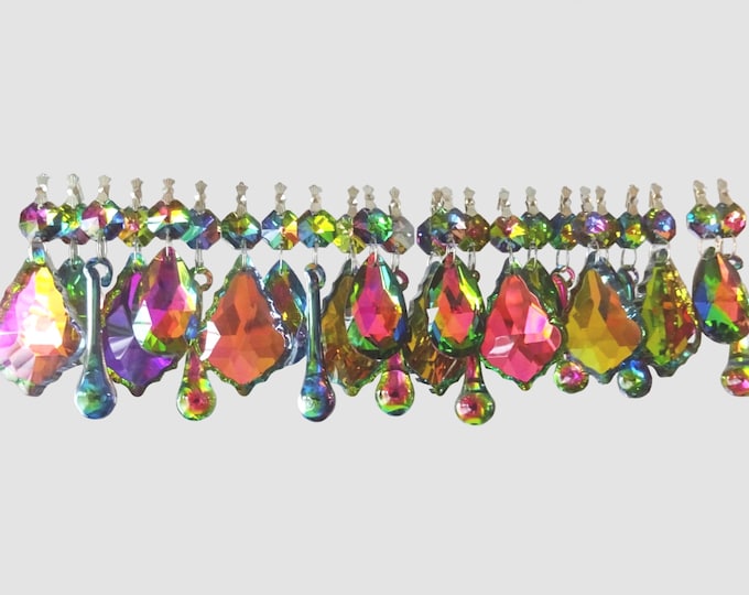 12 or 24 Chains Vitrail Vintage Colour AB Chandelier Drops Glass Crystals Droplets Beads Christmas Tree Wedding Decorations Wishing Charms