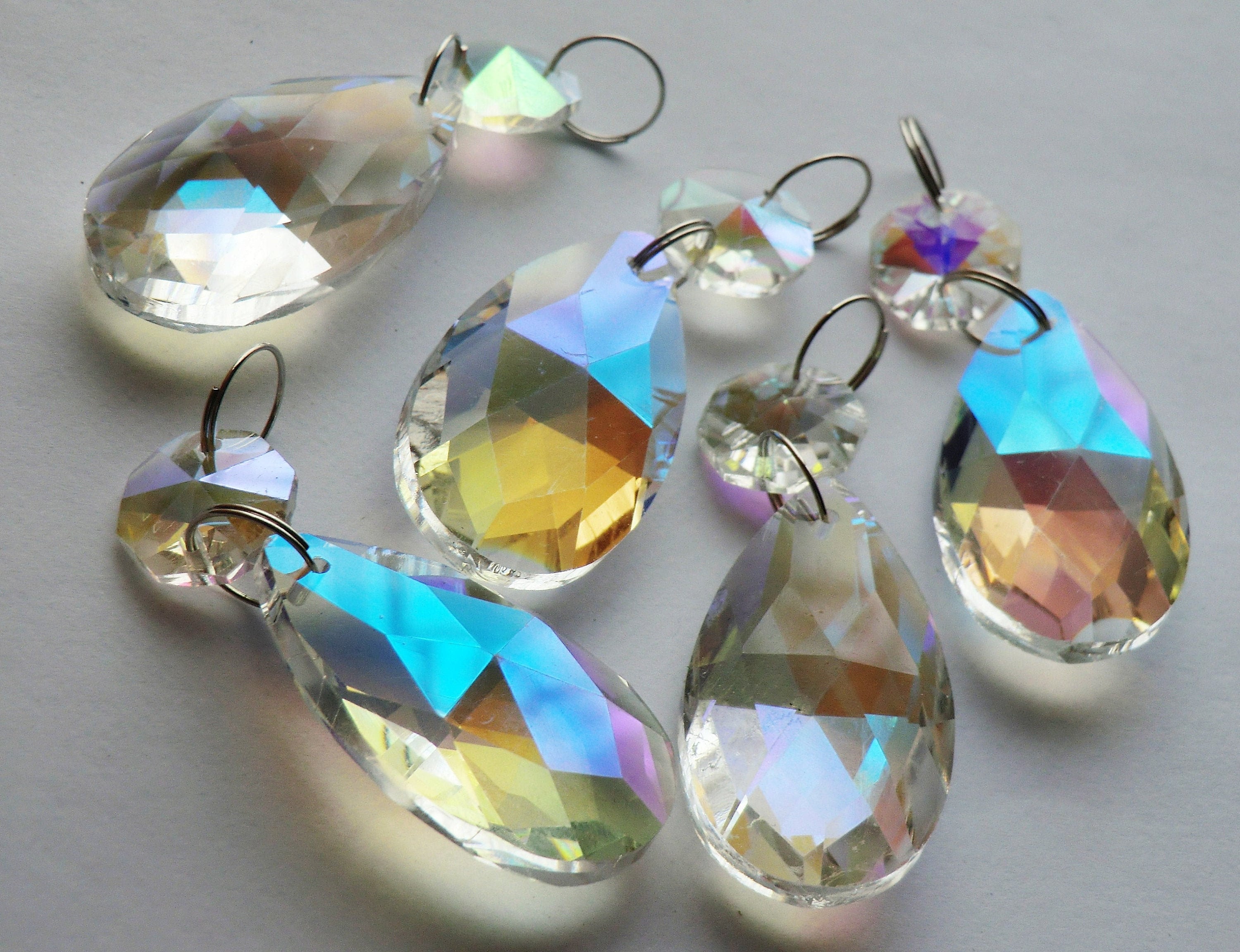 10/Lot Glass Crystals Chandelier Lamp Part Prisms Hanging Drop Pendants 1.5'' MC 