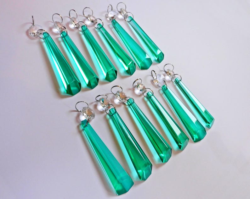 3" Aqua Marine Chandelier Drops Glass Crystals Droplets Icicle Beads Christmas Tree Vintage Wedding Decoration Crafts Lamp Spare Light Parts image 3
