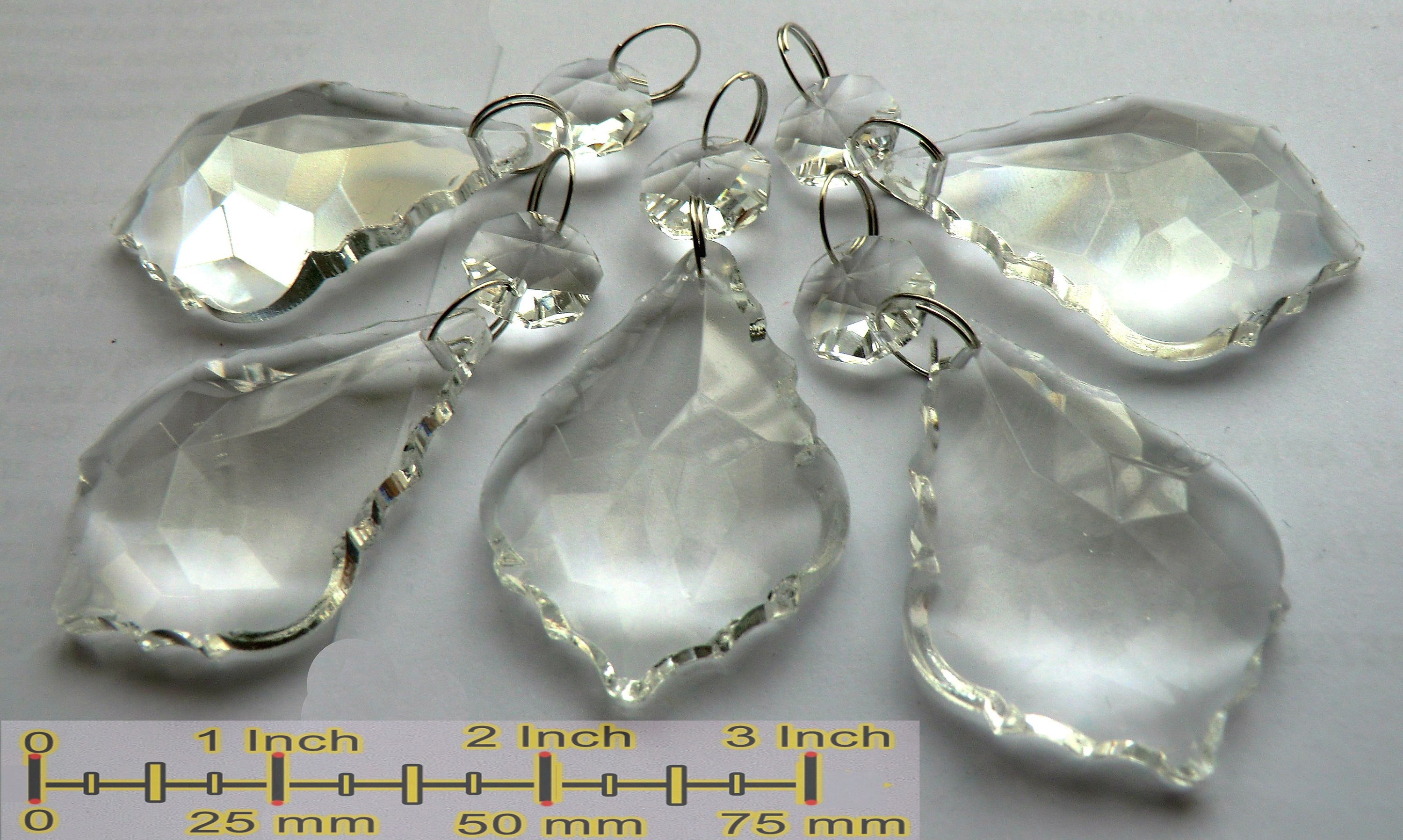 Chandelier Drops Clear Glass Crystals Droplets Lamp Light Parts Leaf