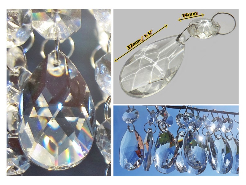 Chandelier Drops Clear Glass Crystals Droplets Facet Oval Etsy UK