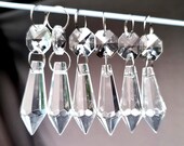 Lustre gouttes de verre 37 mm 1.5" torpille cristaux gouttelettes perles arbre de Noël vintage rétro décoration de mariage artisanat léger pièces de lampe