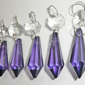 25 Gothic Purple & Blue Chandelier Drops Glass Crystals Droplets Beads Vintage Christmas Tree Wedding Decorations Prisms Retro Light Parts image 8