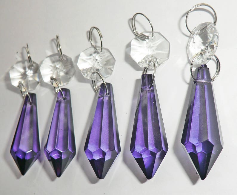 25 Gothic Purple & Blue Chandelier Drops Glass Crystals Droplets Beads Vintage Christmas Tree Wedding Decorations Prisms Retro Light Parts image 8