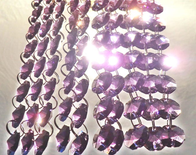 14mm Octagonal Purple Chandelier Light Lamp Parts Drops Glass Crystals Droplets Beading Beads Christmas Tree Wedding Decorations Garlands