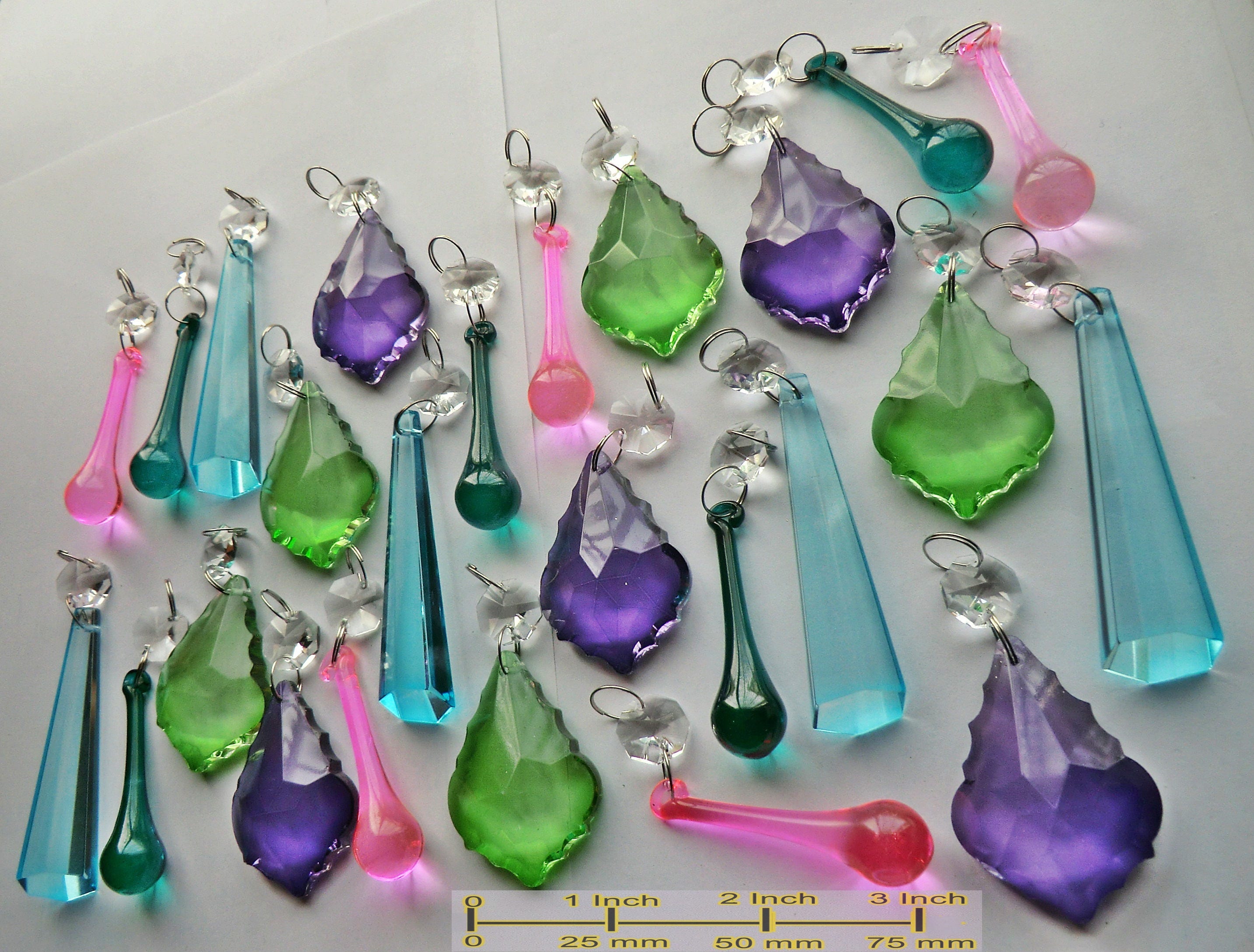 25 Cool Color Chandelier Drops Glass Crystals Shabby Prisms Chic Mix 25 Cool Color Chandelier Drops Glass Crystals Shabby Prisms Chic Mix Beads Vintage Tree Wedding Decorations Crafts Light Parts