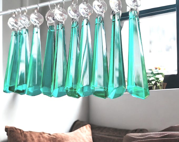 Aqua Marine Chandelier Drops Glass Crystals Droplets Icicle Beads Christmas Tree Vintage Wedding Decoration Craft Lamp Turquoise Light Parts