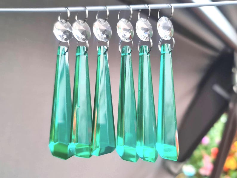 3" Aqua Marine Chandelier Drops Glass Crystals Droplets Icicle Beads Christmas Tree Vintage Wedding Decoration Crafts Lamp Spare Light Parts image 5