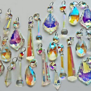 25 Aurora Borealis AB Chandelier Drops Glass Crystals Droplets Beads Christmas Tree Wedding Garden Patio Decoration Crafts Light Lamp Parts image 4