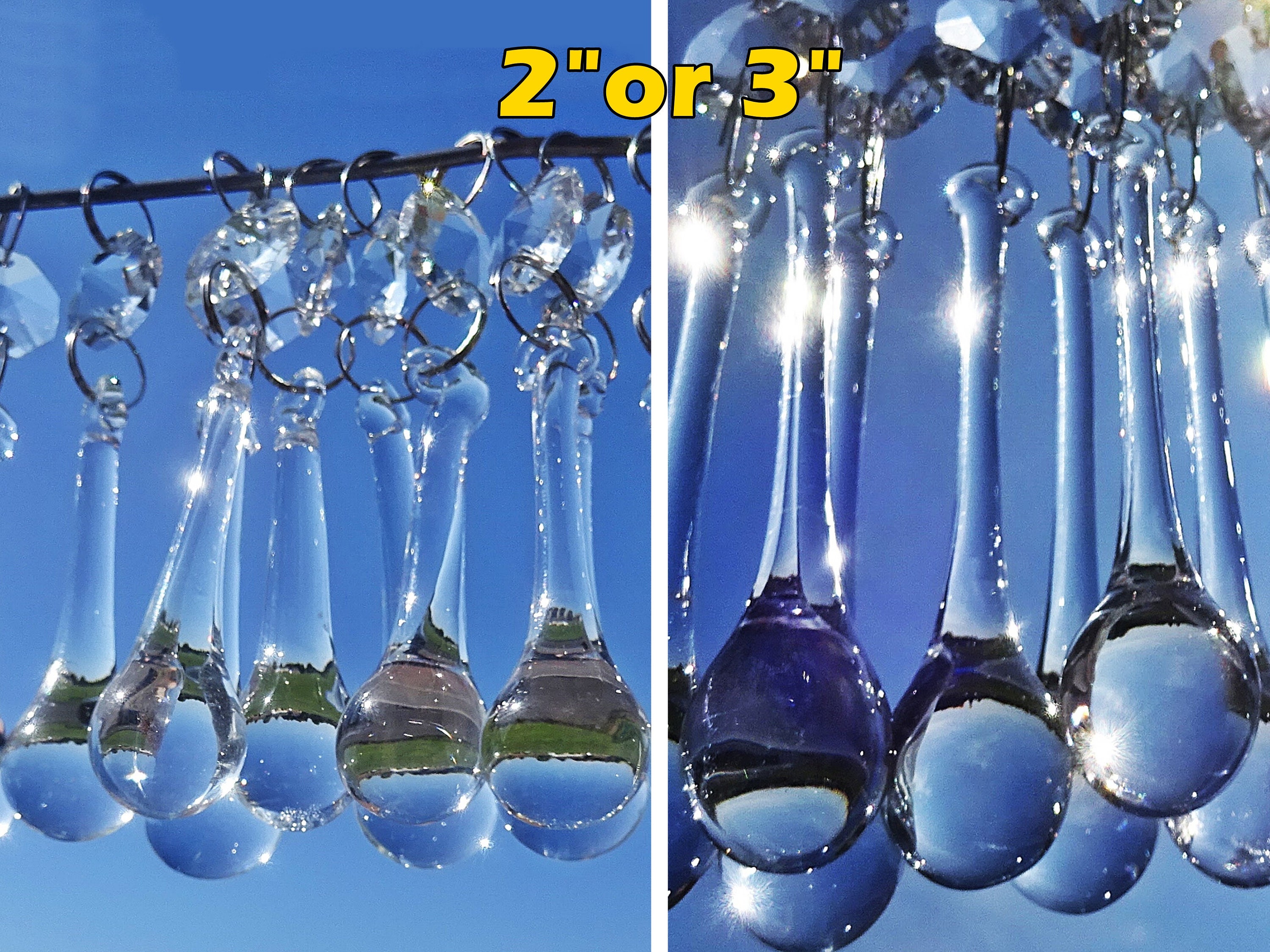 CRYSTALS BELL BEADS CHANDELIER GLASS AB DROPS 10 x 2" BEADS LIGHT PARTS DROPLETS 