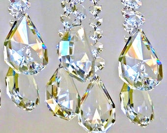 XL Prisms 4.5 Inch 113mm Chandelier Drops Glass Retro Beads Crystals Kite Oval Vintage Wedding Wishing Tree Christmas Droplets Sun Catchers