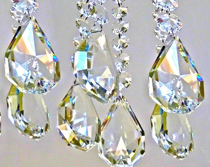 XL Prisms 4.5 Inch 113mm Chandelier Drops Glass Retro Beads Crystals Kite Oval Vintage Wedding Wishing Tree Christmas Droplets Sun Catchers