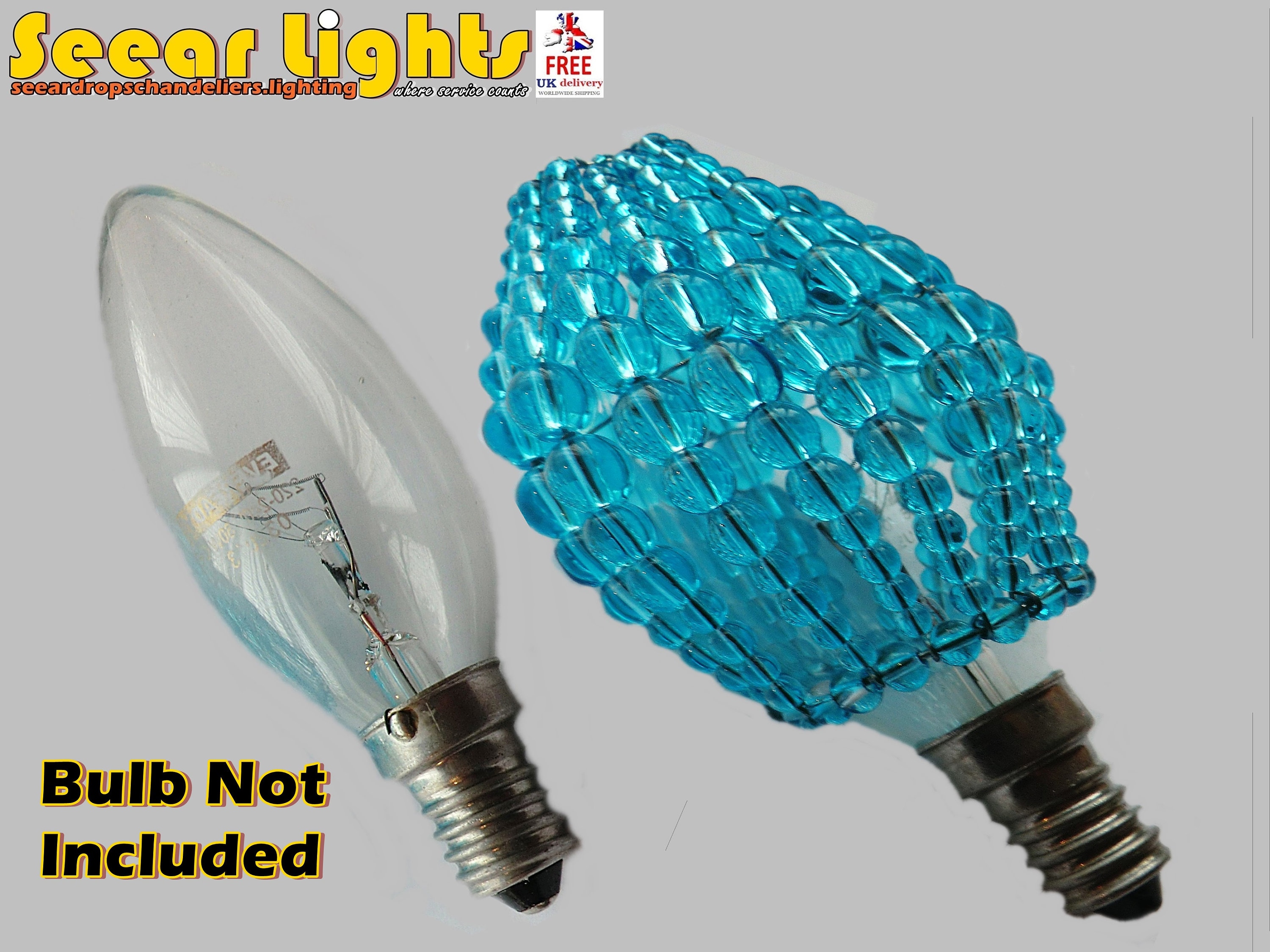 Crystal Chandelier Inspired Glass Bead Lightbulb Candle Size Bulb Cover