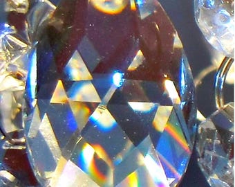 1.5" Facet Oval Teardrop Chandelier Drops Clear Cut Glass Crystals Beads Prisms Lamp Light Parts Christmas Tree Wedding Decorations Vintage