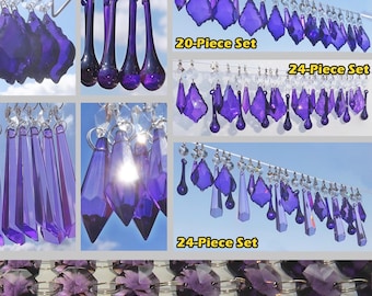 Choice of Purple & Lilac Chandelier Crystals Droplets Beads Prisms Vintage Christmas Tree Wedding Decorations Light Lamp Spare Craft Parts