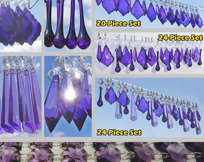 Choice of Purple & Lilac Chandelier Crystals Droplets Beads Prisms Vintage Christmas Tree Wedding Decorations Light Lamp Spare Craft Parts