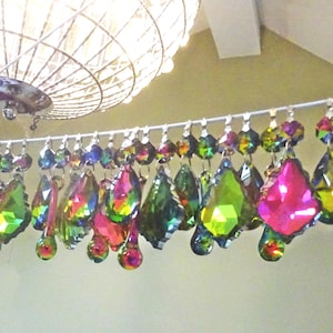 Conjuntos de lámparas de araña Vitrail vintage de color AB con cristales de vidrio, gotas, cuentas, decoración para árbol de Navidad y boda, piezas de lámpara de luz gótica.