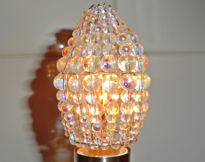 Chandelier Inspired Moroccan Chic Look Glass Bead Light Bulb Candle Bulb Cover Pendant Lamp Aurora Borealis Shade Light Crystals Drops Retro