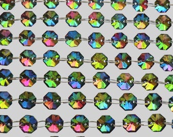 14mm Octagon Vitrail AB Chandelier Prisms Drops Glass Crystals Light Parts Droplets Beads Christmas Tree Wedding Decorations Garland Makers