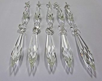 76mm 3" Chandelier Vintage Drops Glass Pointed Icicles Prisms Crystals Droplets Beads Christmas Tree Wedding Decorations Light Crafts Parts