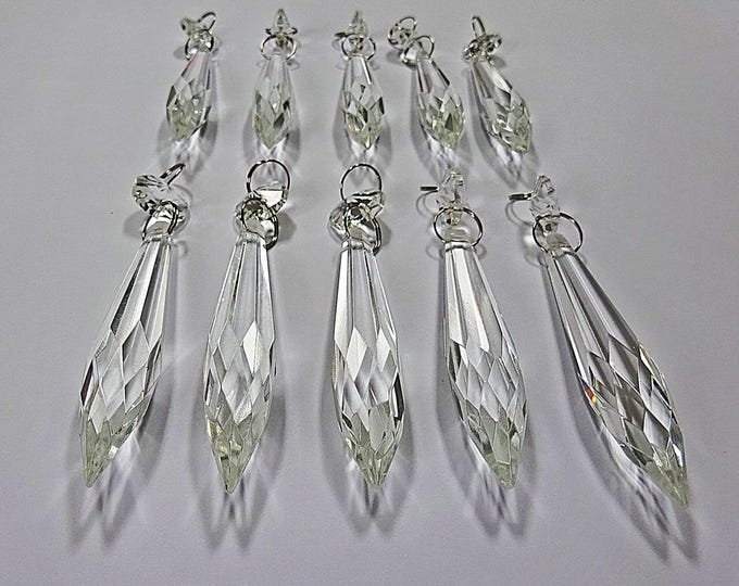 76mm 3" Chandelier Vintage Drops Glass Pointed Icicles Prisms Crystals Droplets Beads Christmas Tree Wedding Decorations Light Crafts Parts