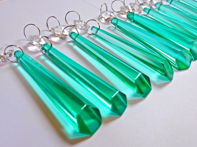 3" Aqua Marine Chandelier Drops Glass Crystals Droplets Icicle Beads Christmas Tree Vintage Wedding Decoration Crafts Lamp Spare Light Parts image 6