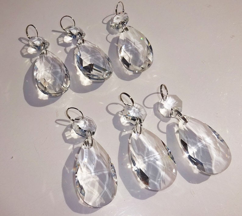 Chandelier Drops Clear Glass Crystals Droplets Facet Oval Etsy UK