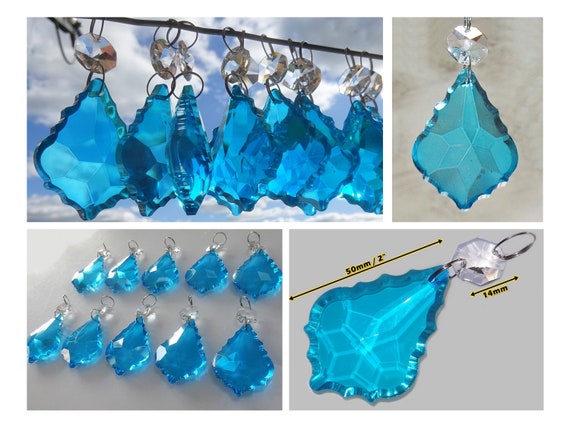Turquoise Teal Chandelier Drops Glass Crystals Droplets Prisms Uk Turquoise Teal Chandelier Drops Glass, Blue Turquoise Beaded Chandelier Uk