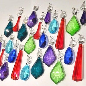 24 Color Chandelier Drops Glass Crystals Droplets Retro Bundle Beads Vintage Christmas Tree Wedding Decorations Light Art Deco Crafts Pride