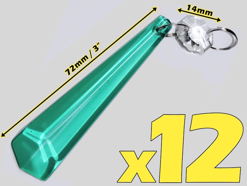3" Aqua Marine Chandelier Drops Glass Crystals Droplets Icicle Beads Christmas Tree Vintage Wedding Decoration Crafts Lamp Spare Light Parts 12 Pieces