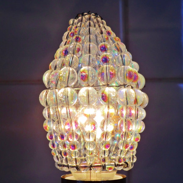 Iridescent AB Chandelier Inspired Moroccan Glass Bead Light Candle Bulb Cover Sleeve Pendant Lamp Shade Light Crystals Aurora Borealis Drops