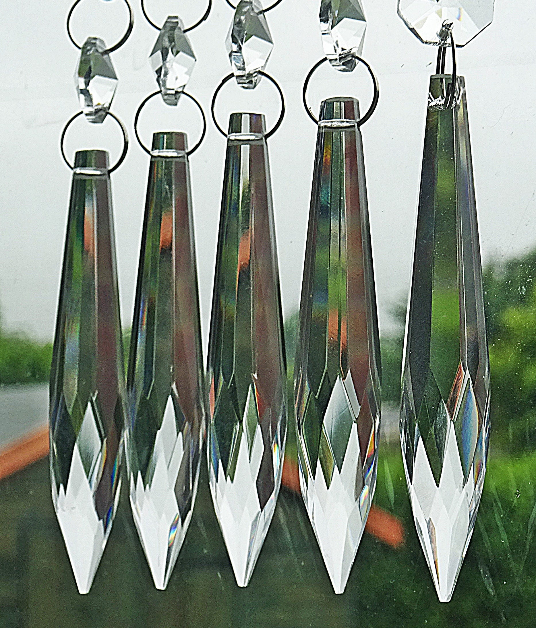 76mm 3 Chandelier Vintage Drops Glass Pointed Icicles Prisms Crystals