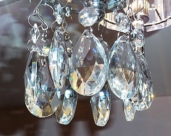 Chandelier Drops Clear Glass 1.5" 2" 3" Crystals Droplets Facet Oval Beads Prism Lamp Light Parts Pendant Christmas Tree Wedding Decoration
