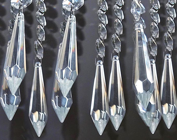 XL Torpedo Prisms Chains 5" 125mm Chandelier Drops Glass Beads Parts Crystals Icicles  Antique Vintage Christmas Tree Decorations Droplets