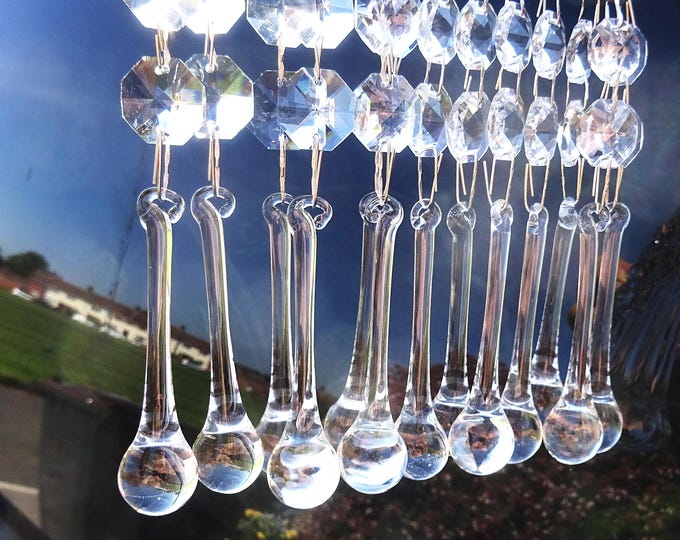 3" Chandelier Drops Glass Crystals Droplets Light Parts Orb Beads Vintage Christmas Wishing Wishing Tree Wedding Decoration Retro Lamp Parts